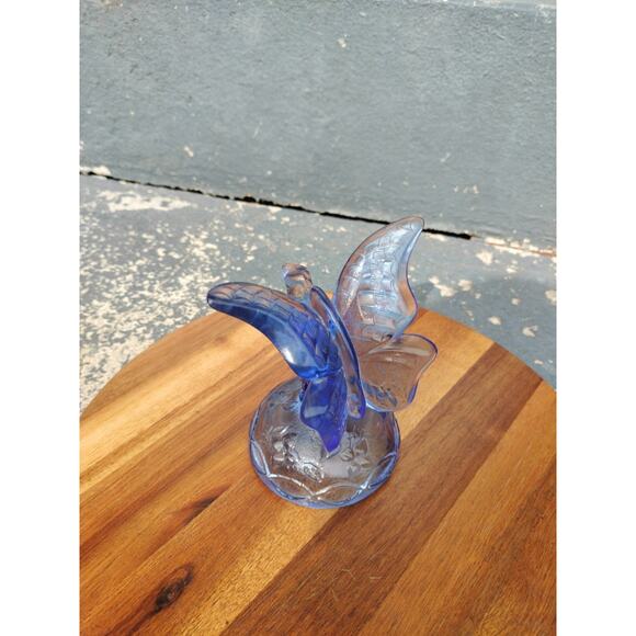 Blue Fenton Art Glass Butterfly on Branch Figurine - Picture 2 of 11